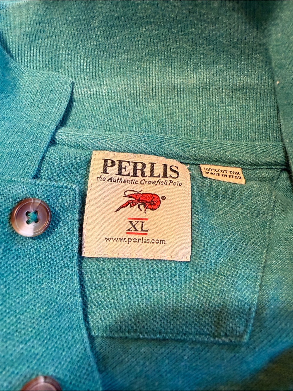 Perlis Men's Teal Crawfish Polo Shirt - XL